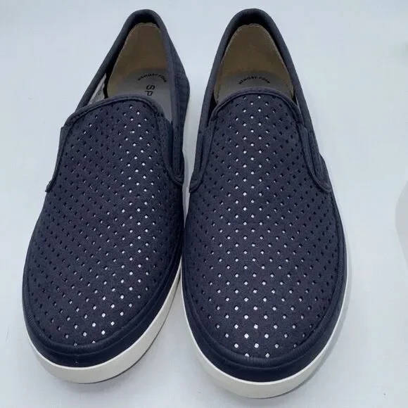 Sperry Top Sider Womens Seaside Navy‎ Blue Perforated Leather Shoes Sz. 8 - Picture 6 of 9